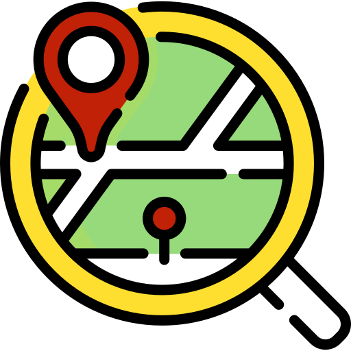 magnifying glass with pointers icon