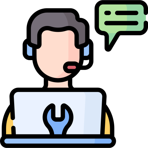 a picture of customer service employee with laptop