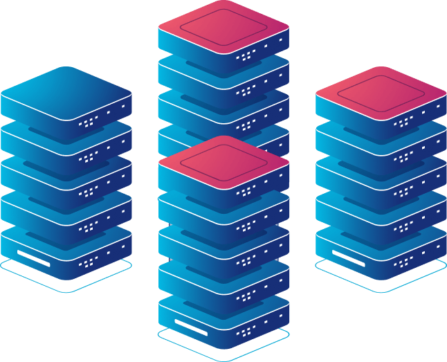 blue colored servers 