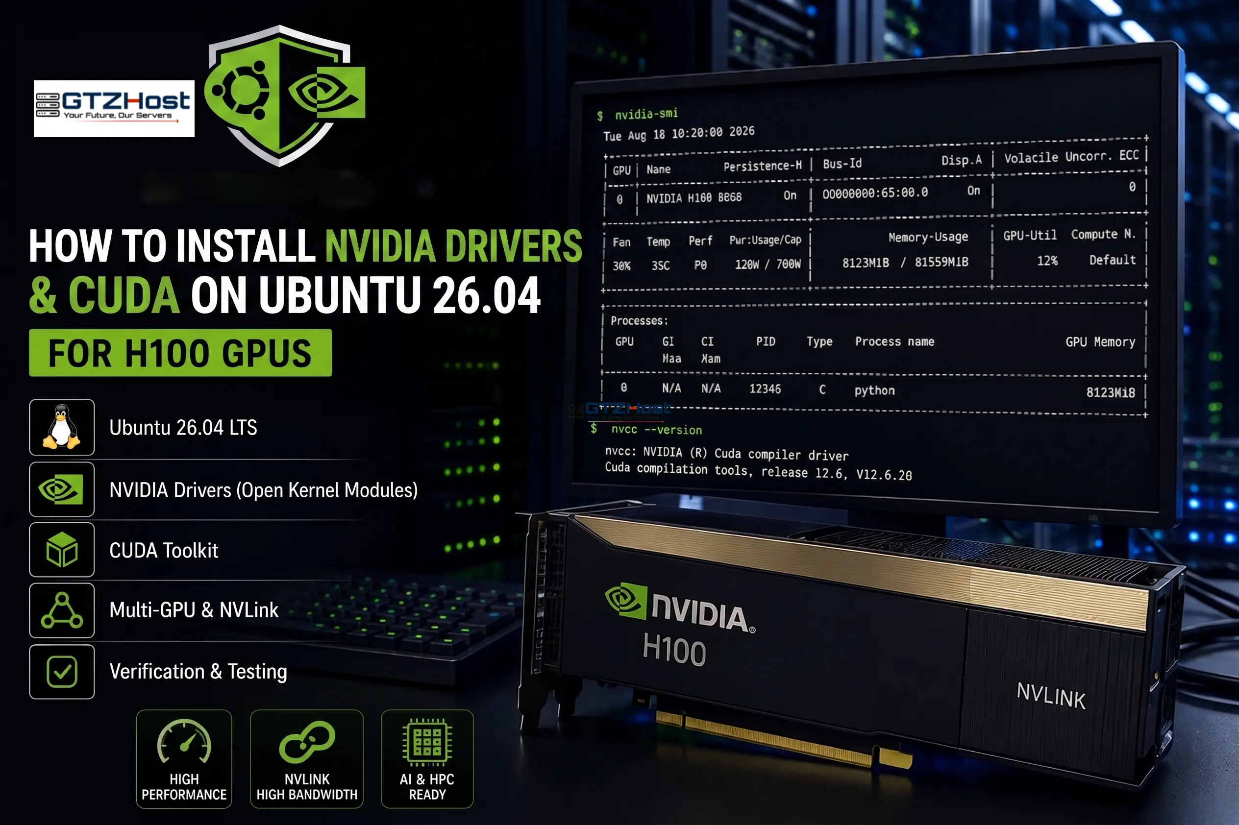 Install NVIDIA Drivers and CUDA on Ubuntu 26.04 for H100 GPUs